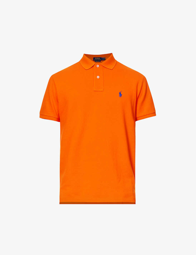 POLO RALPH LAUREN MENS POLO RALPH LAUREN SHORT-SLEEVED LOGO-EMBROIDERED CUSTOM-FIT COTTON-PIQUÉ POLO SHIRT