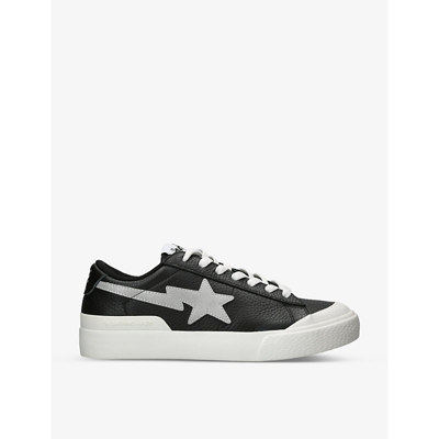 A Bathing Ape Sta #3 Leather Senakers In Black/comb