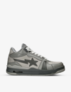 A BATHING APE A BATHING APE MEN'S GREY MIXED BAPE STA M1 LEATHER MID-TOP TRAINERS