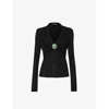 Roberto Cavalli Beaded V-neck Top In Nero