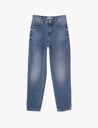 Ikks Womens Blue Waterless Straight-leg Low-rise Denim Jeans