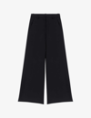Maje Womens Noir / Gris Pimano High-rise Flared-leg Stretch-woven Trousers In Black