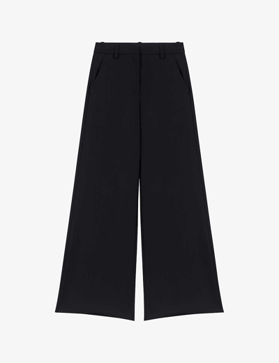 MAJE WOMENS NOIR / GRIS PIMANO HIGH-RISE FLARED-LEG STRETCH-WOVEN TROUSERS
