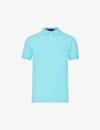Polo Ralph Lauren Mens French Turquoise Short-sleeved Logo-embroidered Slim-fit Cotton-piqué Polo Shirt In Blue