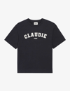 Claudie Pierlot Womens Bleus Logo-print Short-sleeve Cotton T-shirt