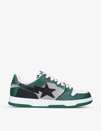 A Bathing Ape Bape Sk8 Sta #1 M2 Leather And Suede Low-top Trainers In Green