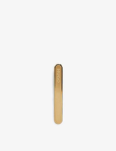 Hugo Mens Gold Brand-engraved Gold-tone Stainless-steel Tie Clip