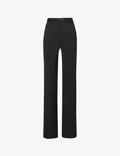 Vivienne Westwood Womens Black Ray Straight-leg Mid-rise Wool Trousers