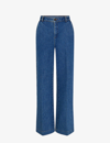 Soeur Womens Blue California Wide Flared-leg High-rise Jeans In Blue