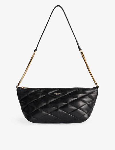 Saint Laurent Sade Mini Quilted Leather Shoulder Bag In Black/gold