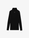 Sandro Women's Noir / Gris Eline Logo-plaque Knitted Jumper