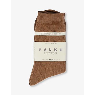 Falke Womens Wholegrain Brushed Mid-calf Cashmere And Wool-blend Knitted Socks