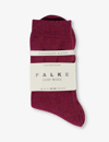 Falke Womens Red Plum Brushed Mid-calf Cashmere And Wool-blend Knitted Socks