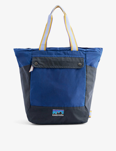 Patagonia Cobalt Blue Brand-patch Waxed-canvas Tote Bag