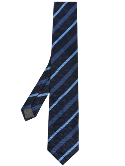 Brunello Cucinelli Regimental Striped Silk Tie In Blue