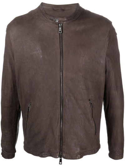 Giorgio Brato Zip-up Leather Jacket In Grey