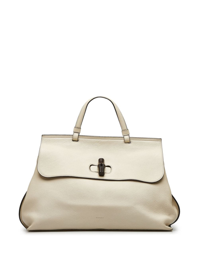 Pre-owned Gucci Bamboo Daily Two-way Handbag In Neutrals