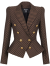 Balmain 8-button Monogram Jacquard Blazer Jacket In Brown
