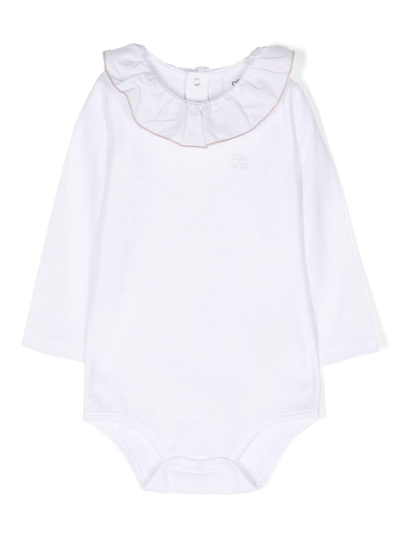 Douuod Babies' 荷叶领棉连体衣 In White