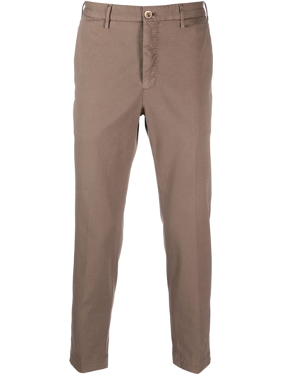 Incotex Low-rise Straight-leg Trousers In Brown