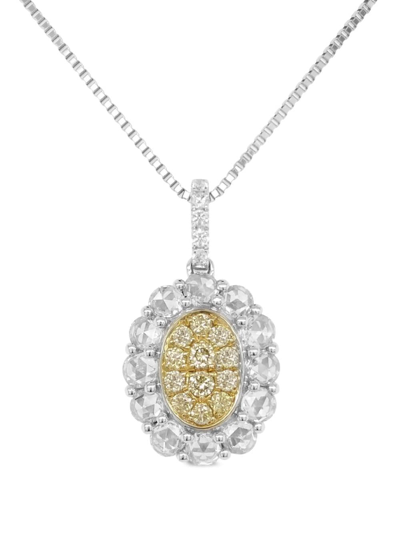 Hyt Jewelry 18kt Gold And Platinum Diamond Necklace In Silver