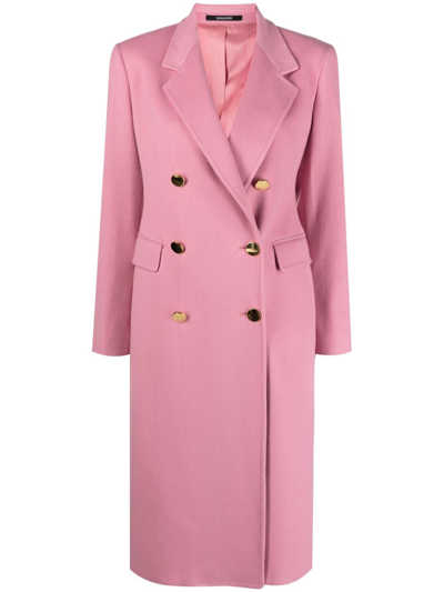 Tagliatore Double-breasted Notched-lapels Coat In Pink