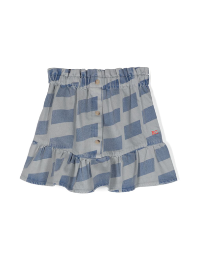 Bobo Choses Kids' Checked Denim Skirt In Blue