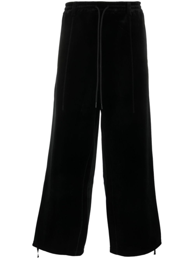 Y-3 Velvet Wide-leg Trousers In Black