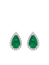Hyt Jewelry 18kt White Gold Emerald And Diamond Earrings In Silver