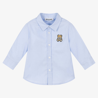 Moschino Baby Babies' Boys Blue Cotton Teddy Bear Badge Shirt
