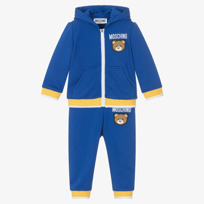 Moschino Baby Babies' Blue Cotton Teddy Bear Logo Tracksuit
