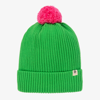 MINI RODINI GIRLS GREEN & PINK KNITTED HAT
