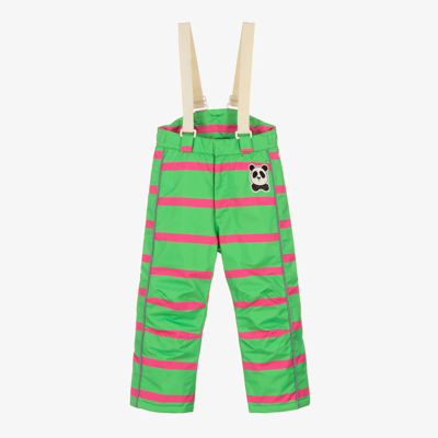 Mini Rodini Kids' Girls Green & Pink Waterproof Ski Trousers