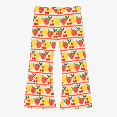 Mini Rodini Kids' Fruit-print Stretch-cotton Flared Trousers In Yellow