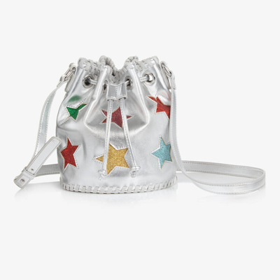 Stella Mccartney Kids Girls Metallic Silver Faux Leather Bucket Bag (18cm)