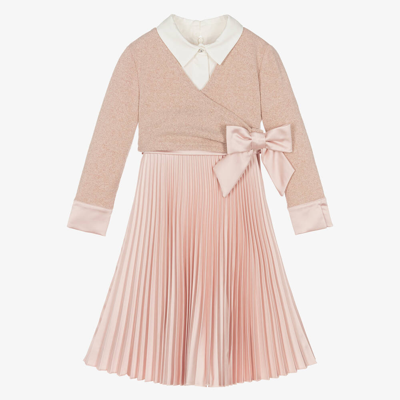 Lapin House Kids' Girls White & Pink Pleated Dress Set