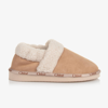 CHLOÉ GIRLS BEIGE SUEDE & SHERPA SLIPPERS