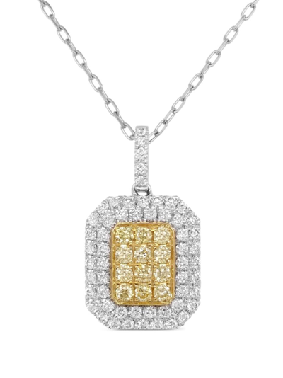 Hyt Jewelry 18kt Gold And Platinum Diamond Necklace In Silver