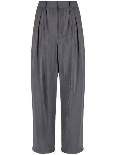 Lemaire Pleated Silk-cotton Blend Trousers In Grey