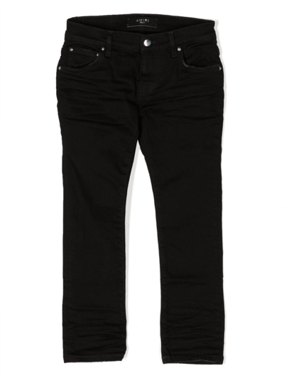 Amiri Kids' Distressed Slim-fit Jeans In Black