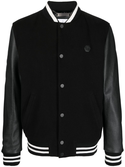 Philipp Plein Studded-skull Bomber Jacket In Black