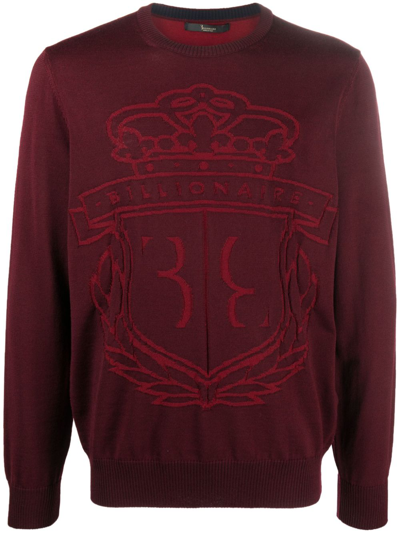 Billionaire Logo-print Wool Pullover In Red