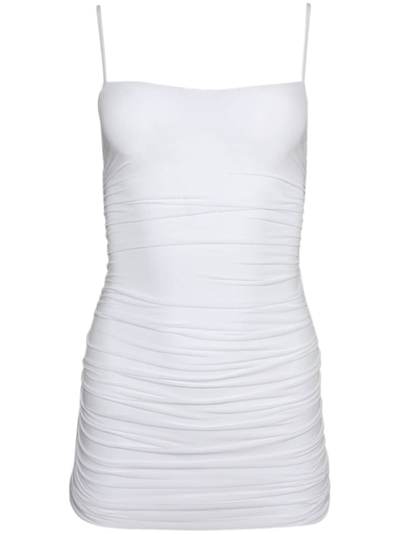 Wardrobe.nyc Ruched Jersey Mini Slip Dress In White