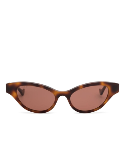 Gucci Logo-engraved Cat-eye Sunglasses In Brown