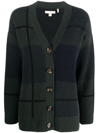 Barbour Marie Checked V-neck Cardigan In Blue