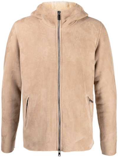 Giorgio Brato Suede Hooded Jacket In Neutrals