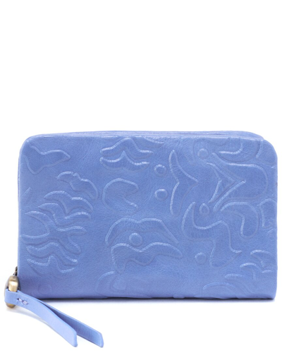 Hobo Eliza Small Zip Around Leather Wallet In Blue
