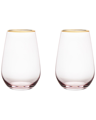 TWINE TWINE ROSE CRYSTAL STEMLESS WINE GLASS SET