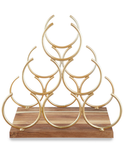 Twine Pyramid 6 Bottle Wine Rack In Gold