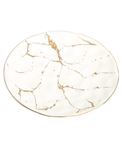 Alice Pazkus Set Of 4 White Porcelain Salad Plates With Gold Design